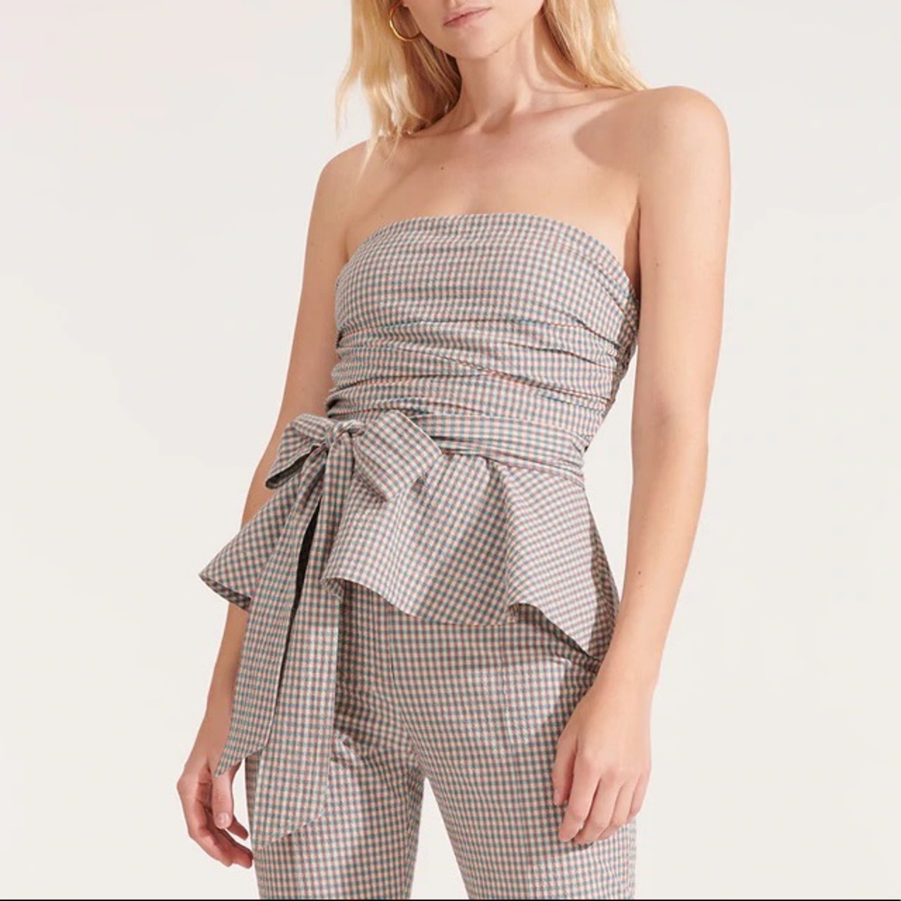 NWT Veronica Beard Jolene Gingham Seersucker Top in Multi